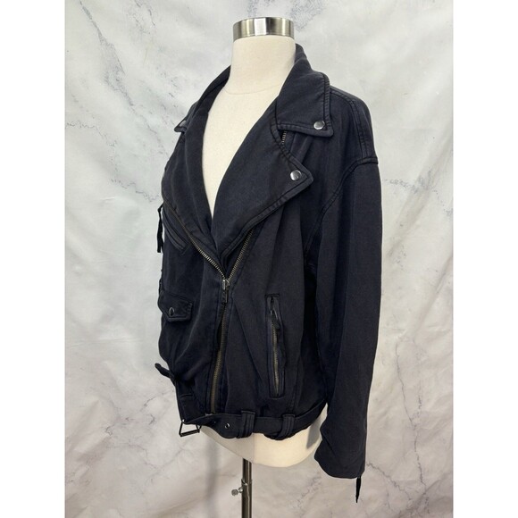Free People Rebel Knit Moto Jacket XS zipup Black Grunge oversize We The Free - Picture 12 of 16